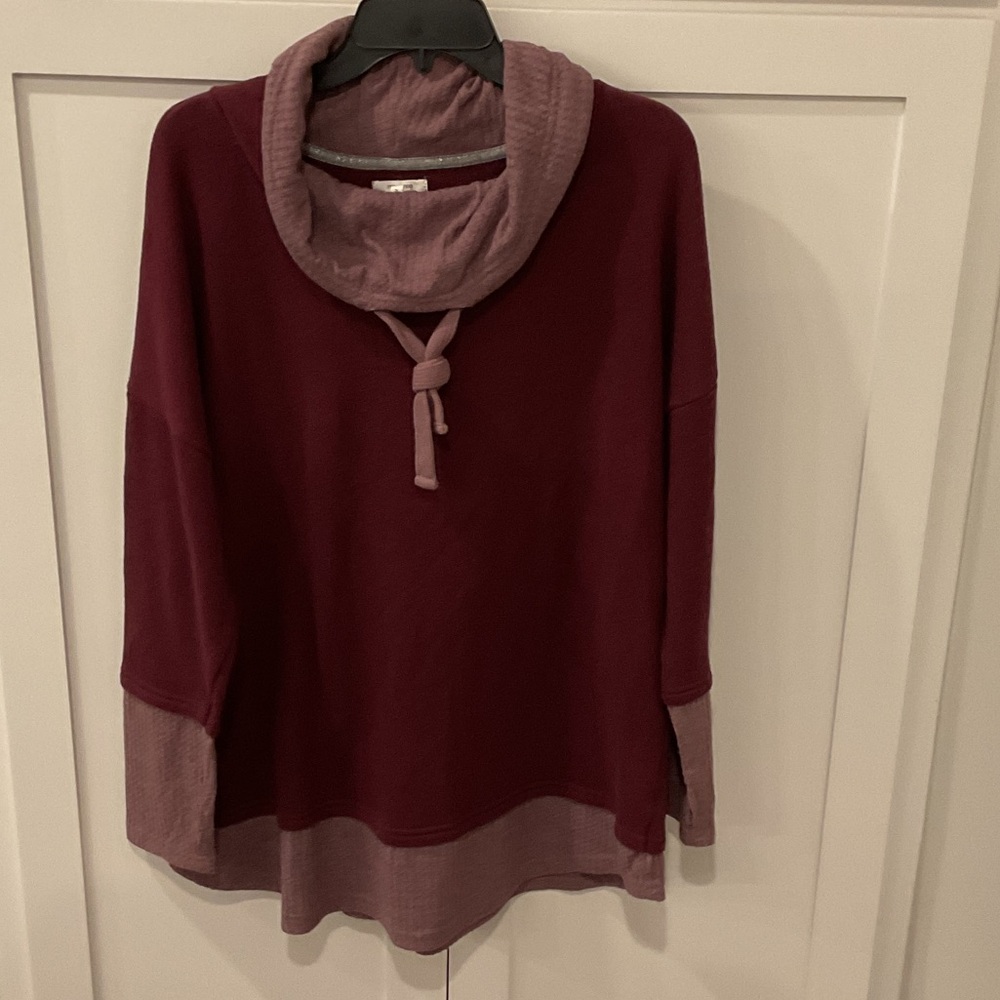 Women's Burgundy Cowl Neck Sweater